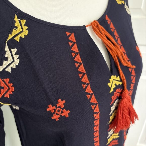 THML Boho Style Long Sleeves Embroidered Women's Dress Size Small Aztec Peasant - Picture 2 of 6